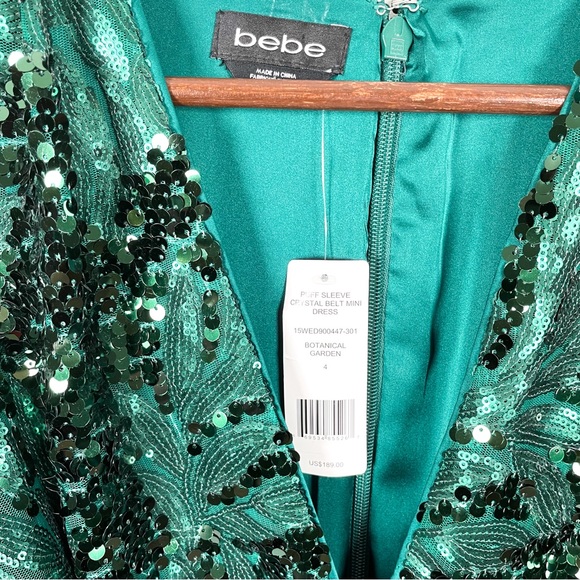 Bebe Emerald Mini Dress With Sequin - Picture 9 of 9